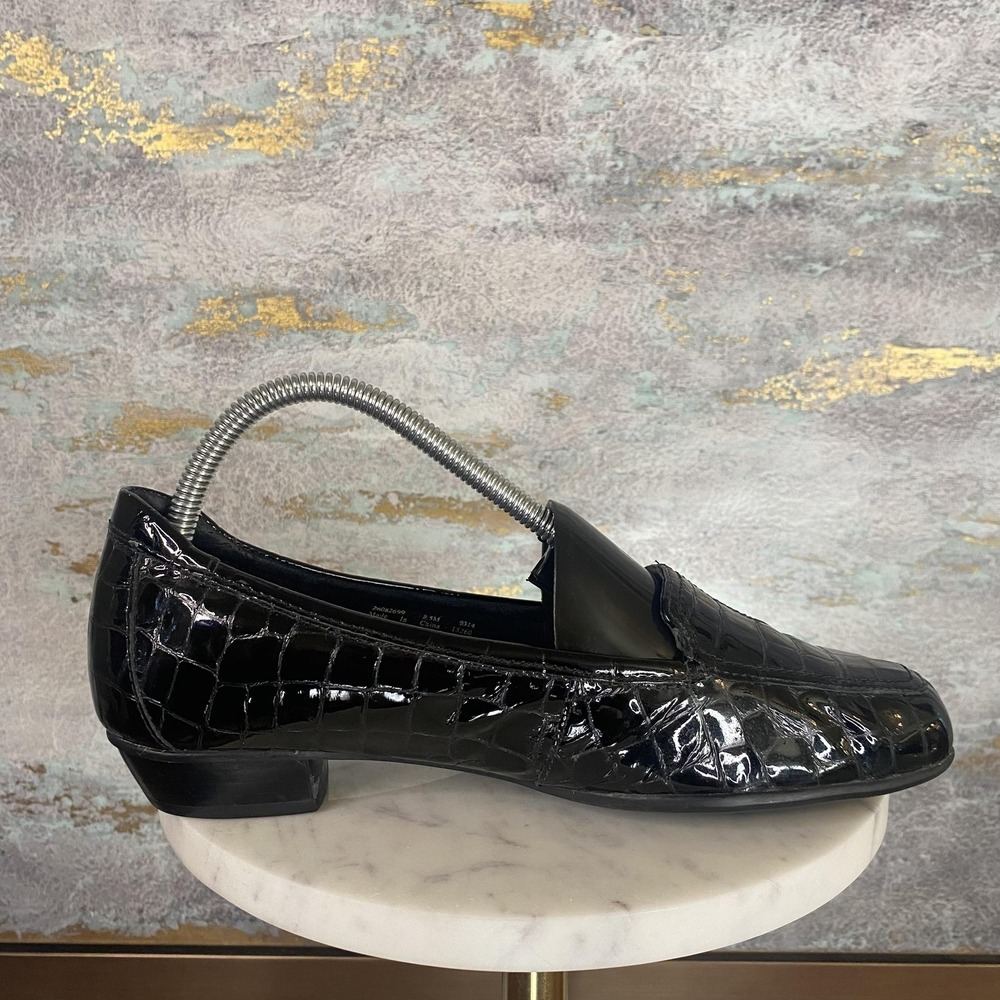 Clarks Collection Shoes Womens Size 8.5 Black Croc Embossed Slip On Loafers - Picture 5 of 11